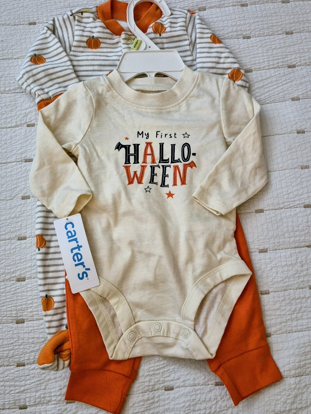 2 For 1 Carter's Cream & Orange 'My First Halloween' Baby Sets